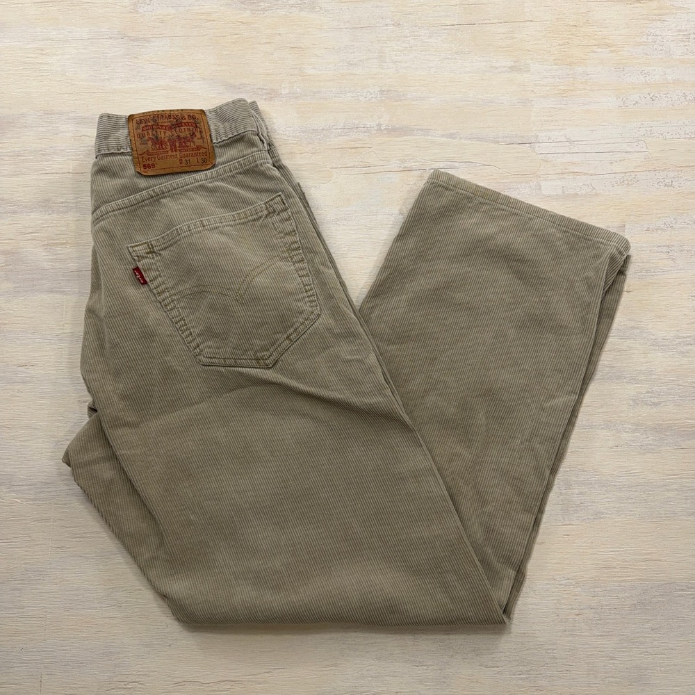 VTG Levi's Corduroy Pants 569 Loose Straight Fit Tan Khaki Mens W31 L30